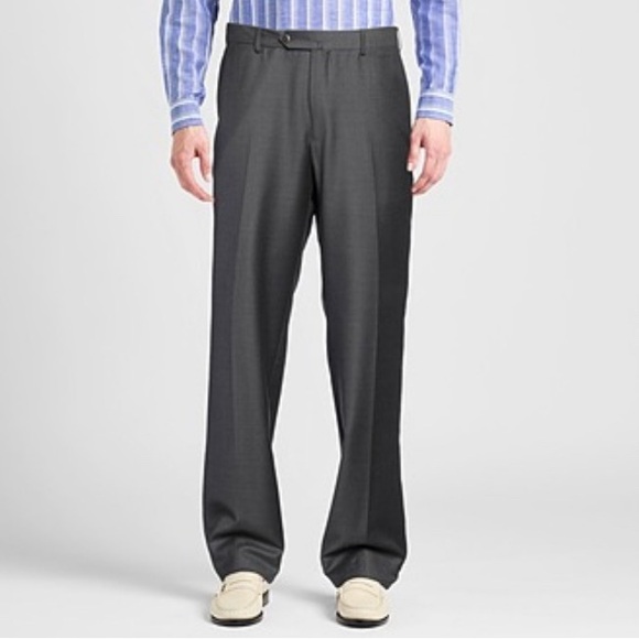 ERMENEGILDO ZEGNA gray 100% wool dress pant flat front trouser 50R Made in Italy